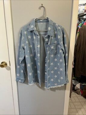 Denim button up with stars.